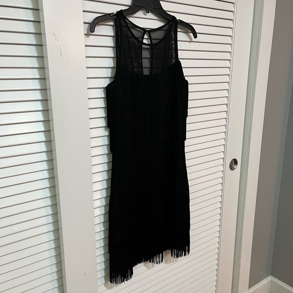 White House Black Market Black Fringe Mini Dress